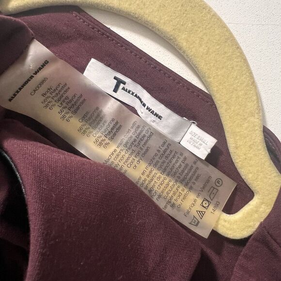 T Alexander Wang Top Womens S Bodycon Slimming Open Back Maroon Sleeveless - Picture 3 of 6